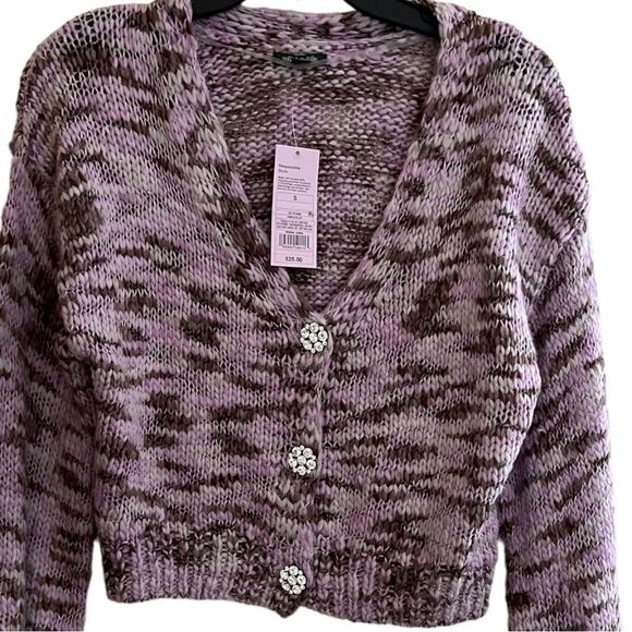 😊3/$30 NWT Wild Fable cropped space dye cardigan Sz S Sparkly buttons - Picture 8 of 10